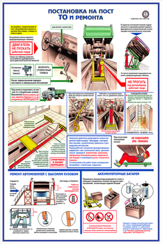 ПС04 Безопасность труда при ремонте автомобилей (ламинированная бумага, А2, 5 листов) - Плакаты - Автотранспорт - . Магазин Znakstend.ru