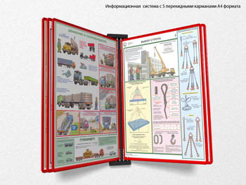 Настенная перекидная система а4 на 5 рамок (красная) - Перекидные системы для плакатов, карманы и рамки - Настенные перекидные системы - . Магазин Znakstend.ru